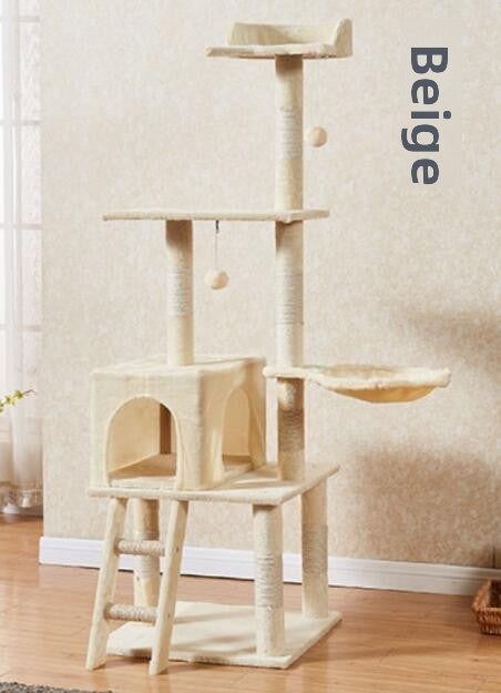 Compact cat climbing frame with hideaway and perches