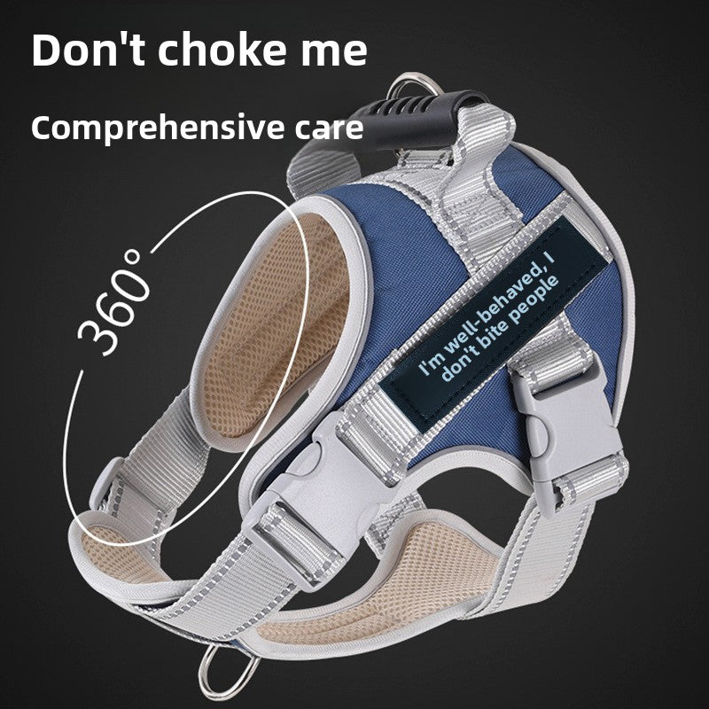 Reflective no-choke dog harness, 6 sizes available from Pet Royale UK
