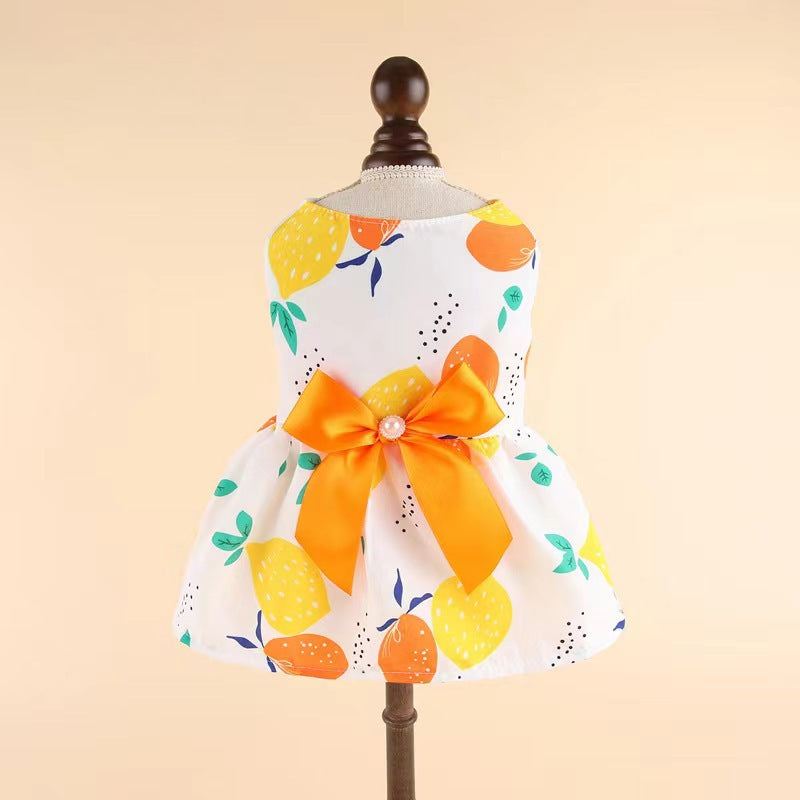 Bow print strap dress for small dogs and cats, available in 4 styles, image 25
