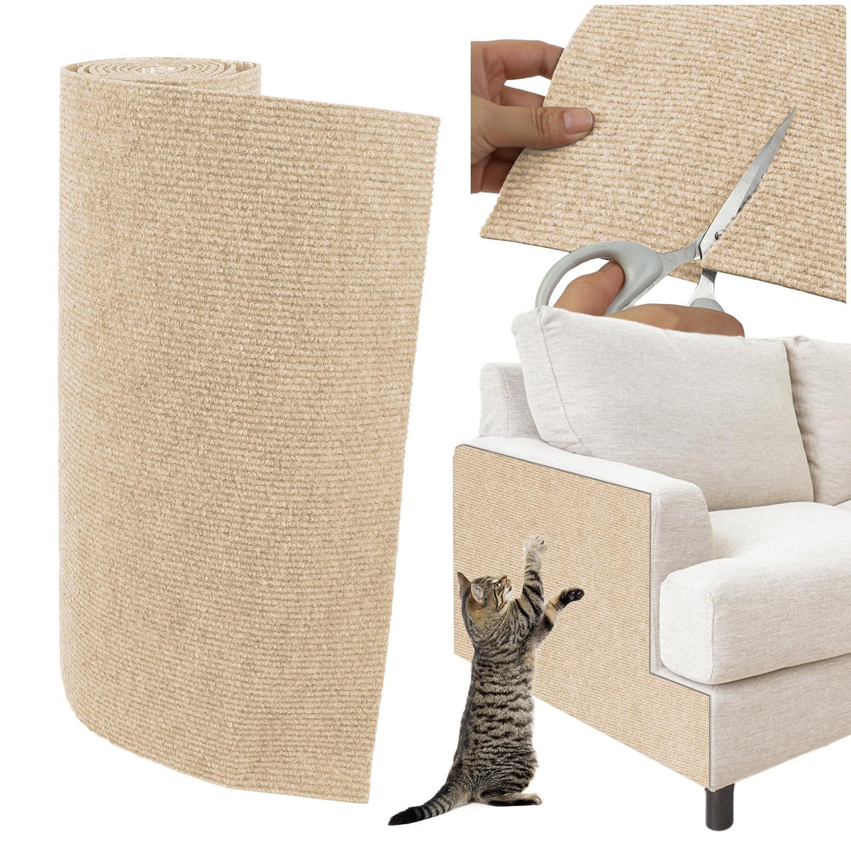 Light grey DIY self-adhesive cat scratch pad and climbing mat, photo 3