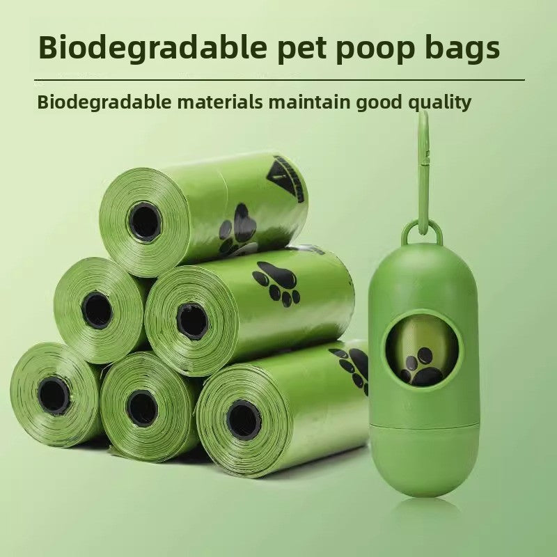 Dog poop bags with handy dispenser, alternative angle view