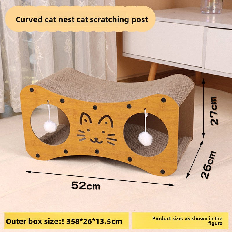 Corrugated cardboard cat scratcher house and den, second detail photo