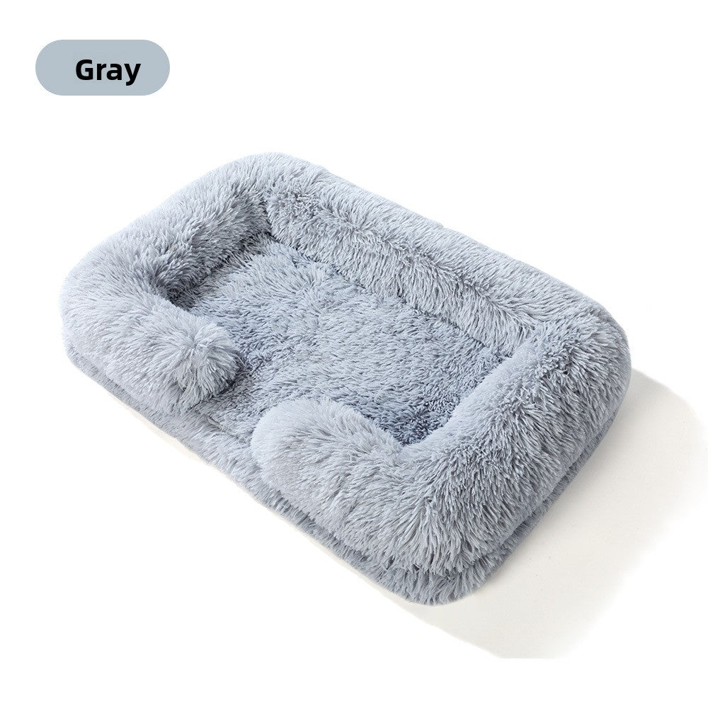 Gradient coffee white plush bed for cats and dogs