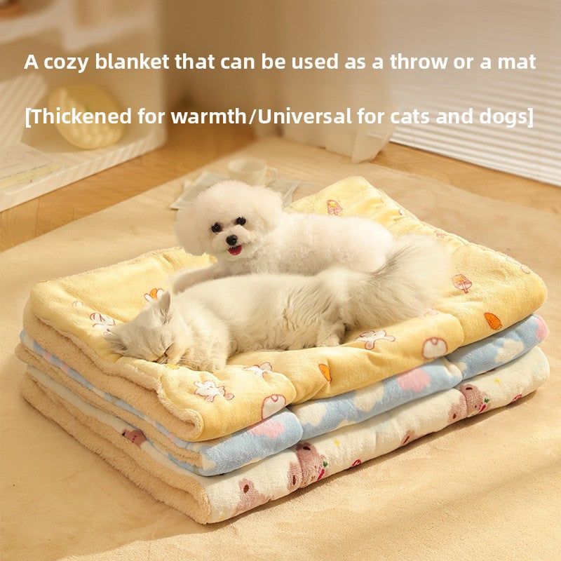 Soft suede pet blanket with cute bear pattern, product image 1
