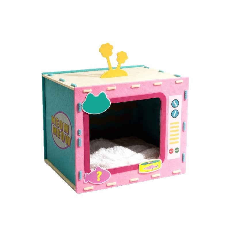 Felt cat nest shaped like a retro TV, view 5