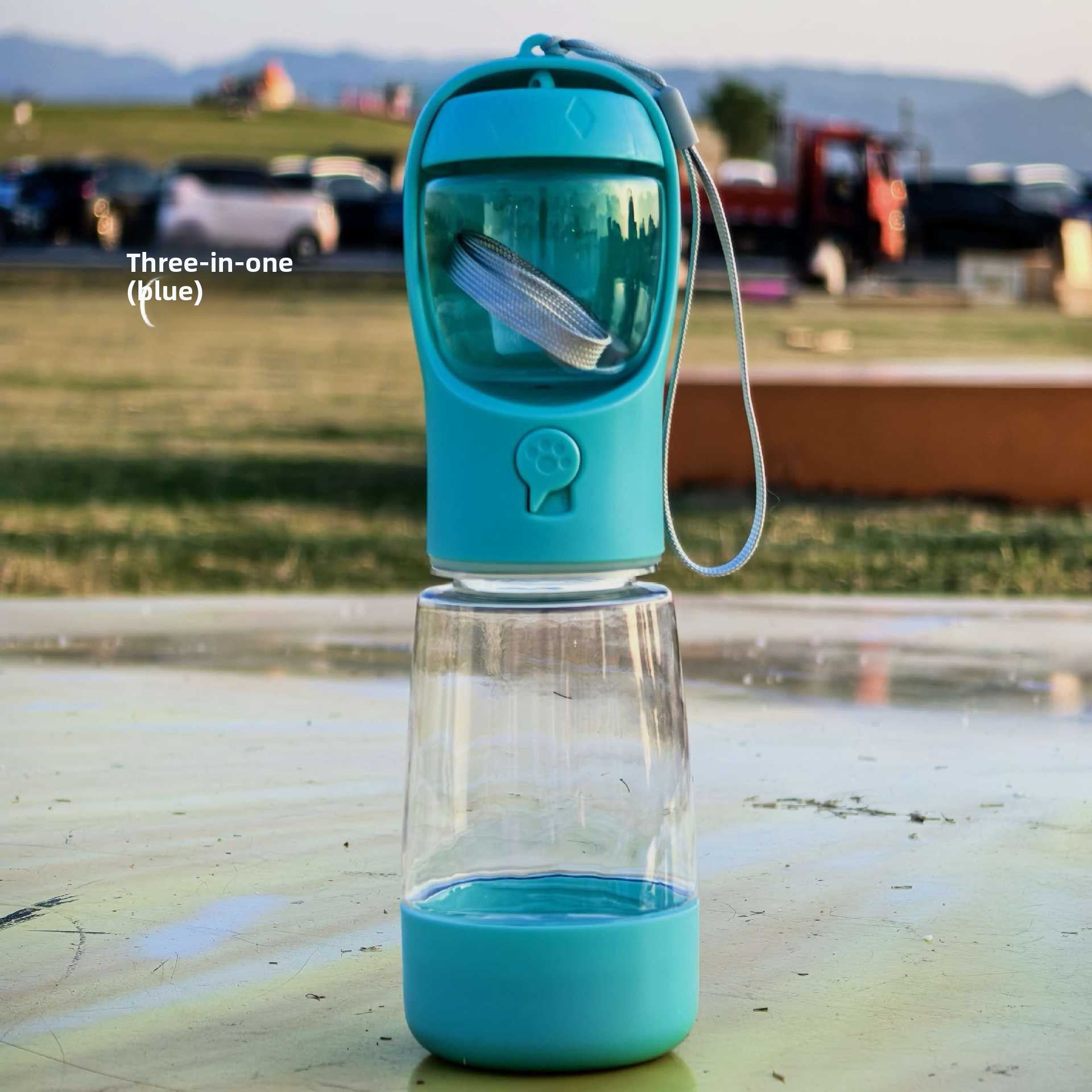 Portable 3-in-1 dog water bottle with snack cup and poop bag holder - view 6