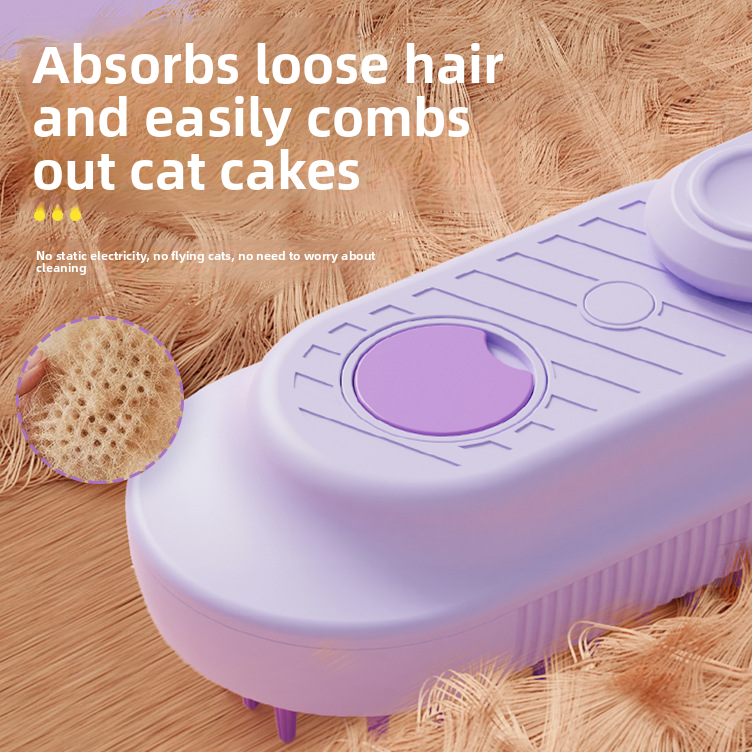 Pet Steam Spray Grooming Brush with Rotating Head for Cats and Dogs