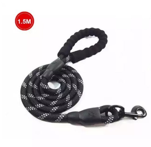 Reflective vest dog harness in black with matching rope lead