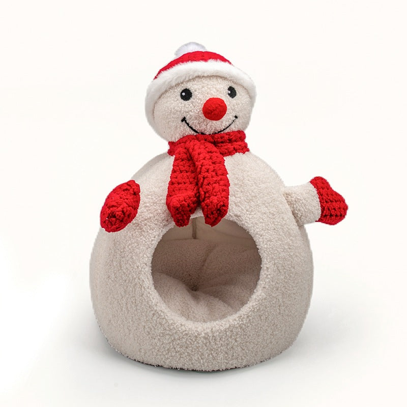 Enclosed Christmas snowman shaped pet bed, product image 2