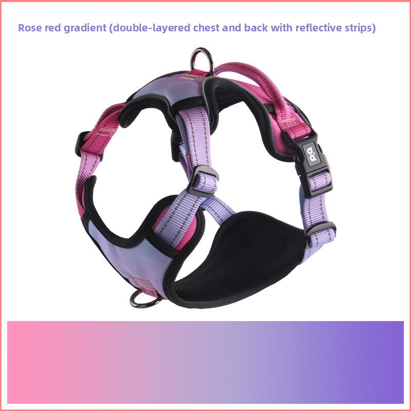Green camo double layer dog harness with secure buckle