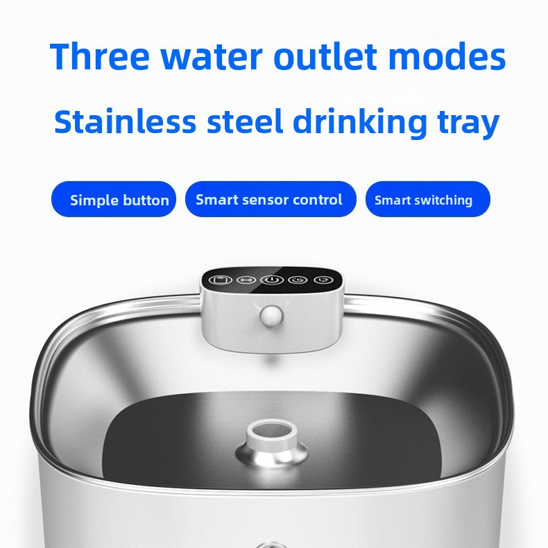 Rechargeable 3.2L Stainless Steel Pet Water Fountain with Sensor and Filter