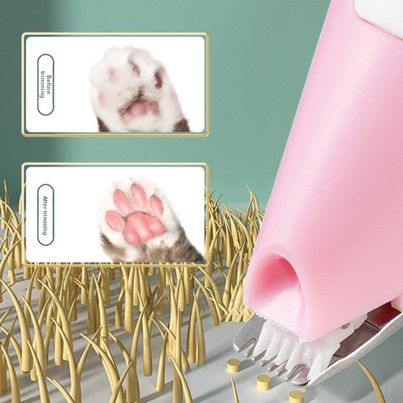 Cordless Dog Paw Trimmer with LED Light and Rounded Safety Blades