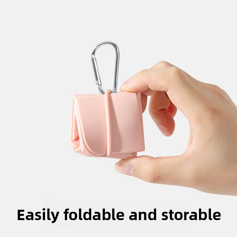 Foldable Food-Grade Silicone Pet Bowl with Carabiner Clip for Camping and Travel