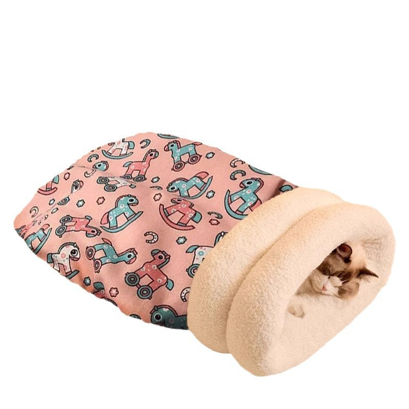 Plush enclosed tunnel cat bed with soft lambswool lining, product image 5
