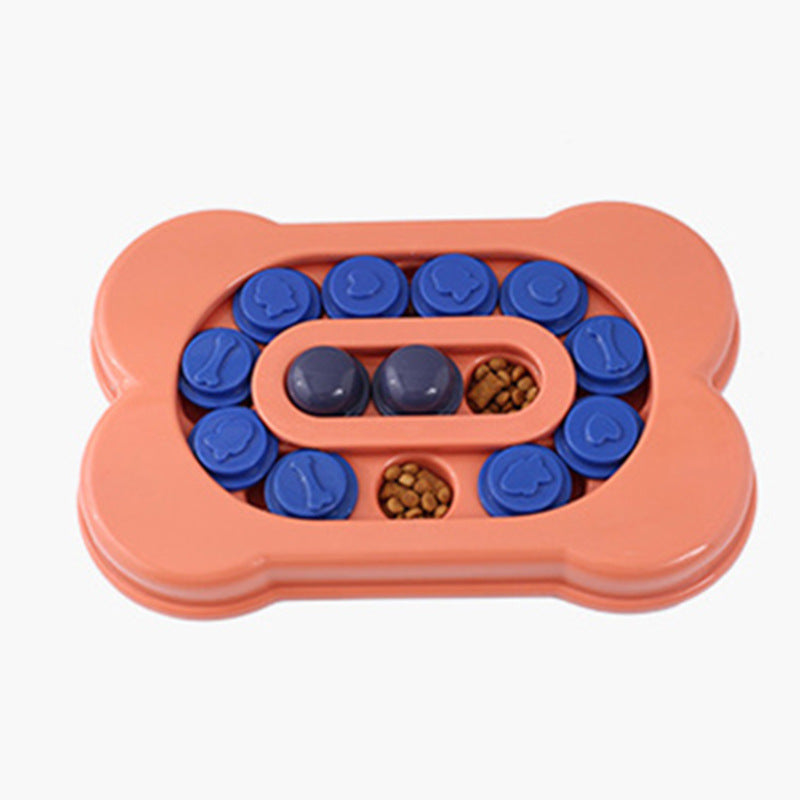 Dog puzzle slow feeder bowl in Bone Puzzle, Orange