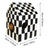 Corrugated cardboard cat nest house with checkerboard print design, view 4