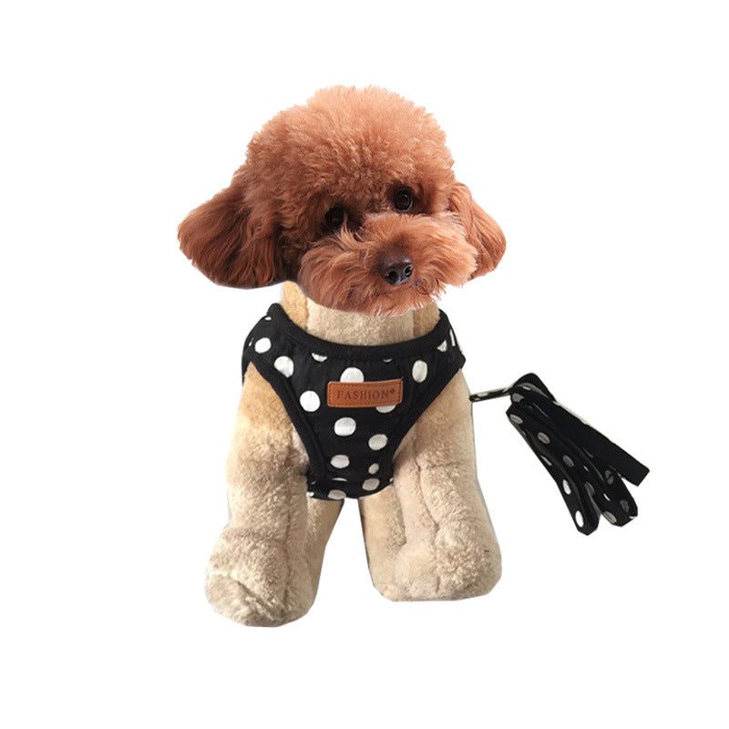 Wave dot vest harness with lead, 4 sizes available