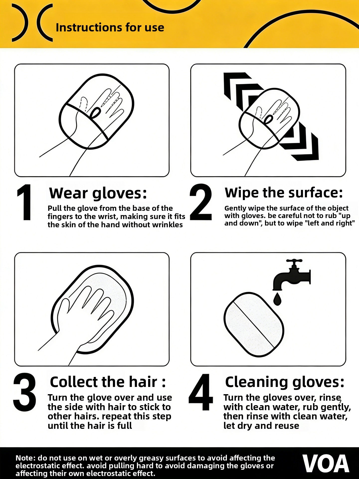 Static Cat Hair Remover Gloves, 1 to 3 Piece Sets