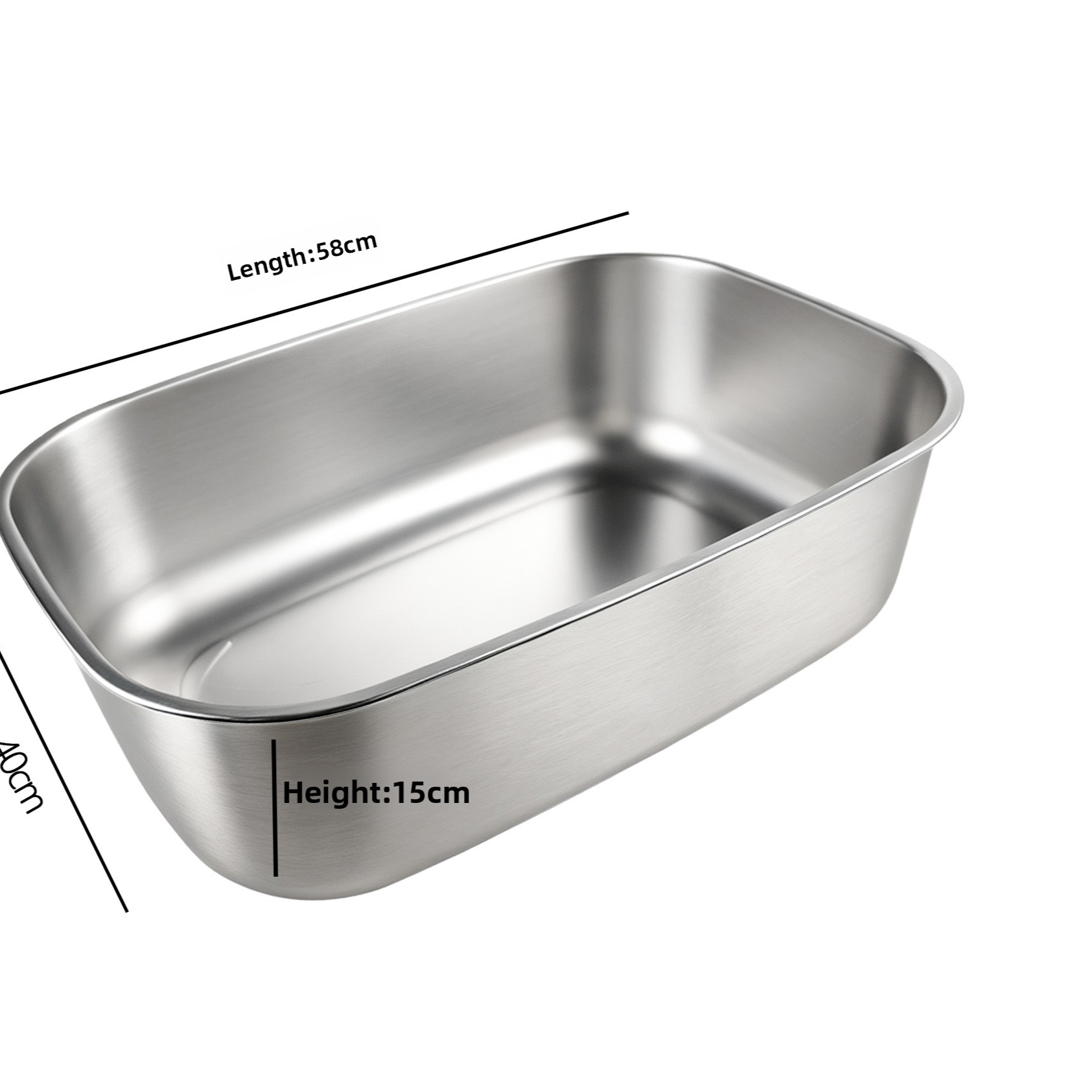 Stainless Steel Open Cat Litter Box, Oval Anti-Splash Tray
