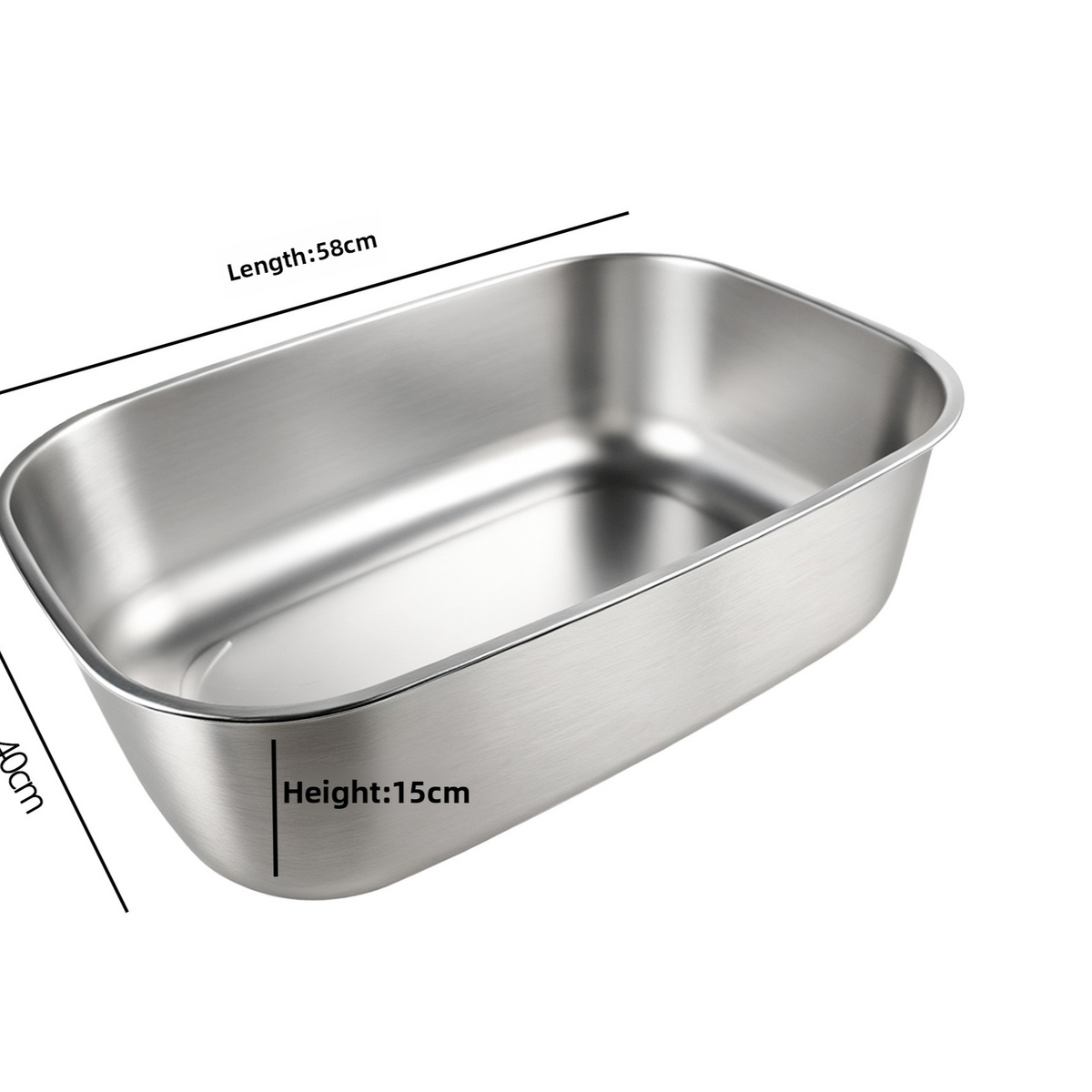 Stainless Steel Open Cat Litter Box, Oval Anti-Splash Tray