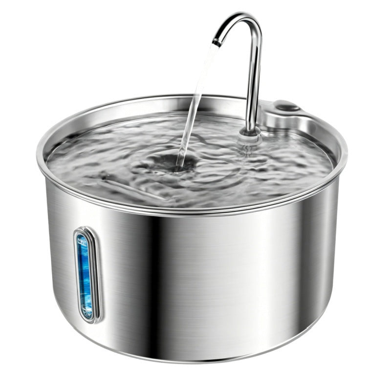 Circulating Stainless Steel Pet Water Fountain with Multi-Stage Filter and USB Power
