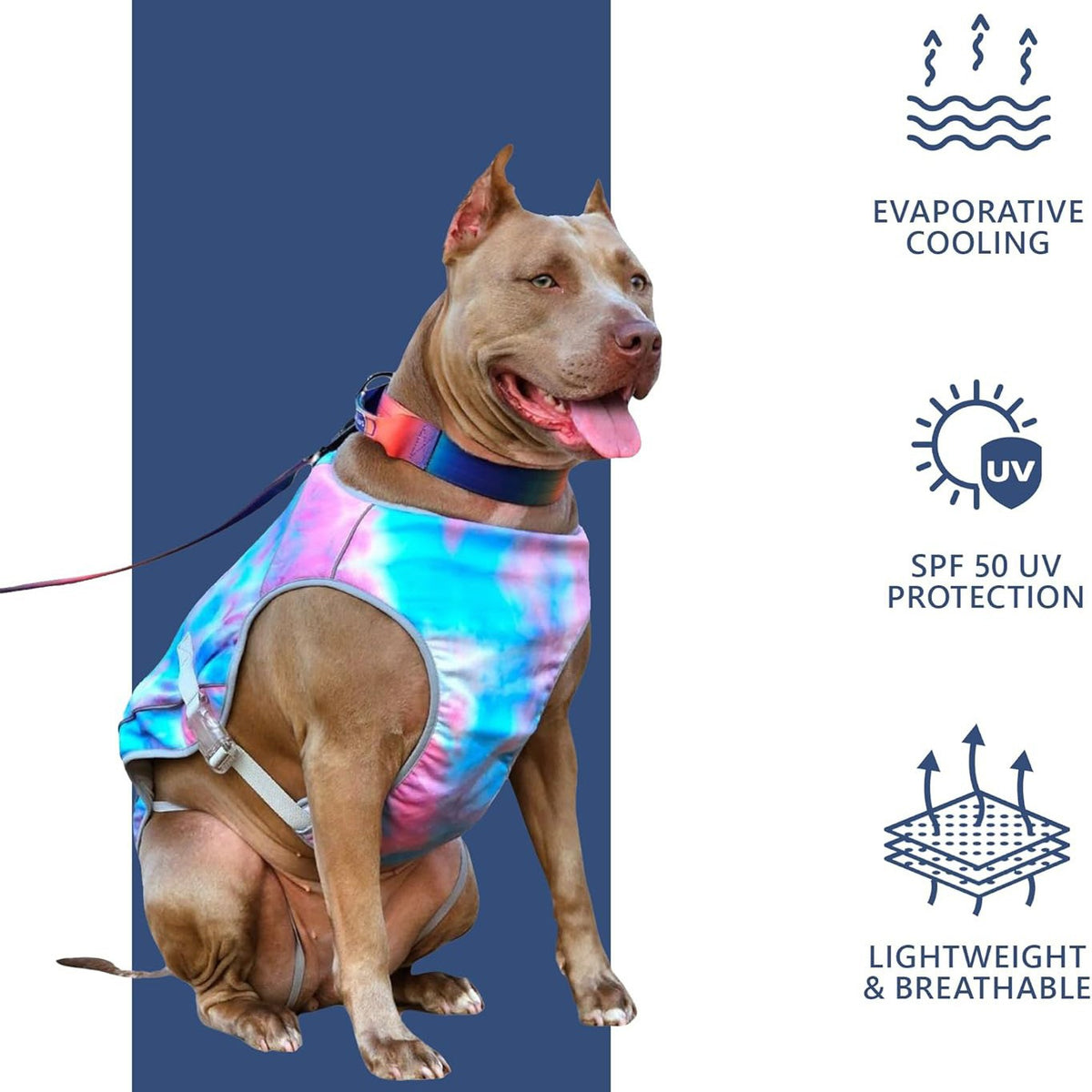 Lightweight tie-dye summer dog vest in polyester, product image 2