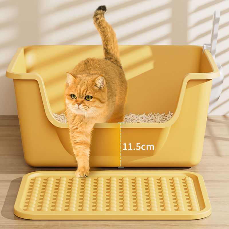 Extra Large Semi-Enclosed Cat Litter Box with Scoop, Thick PP