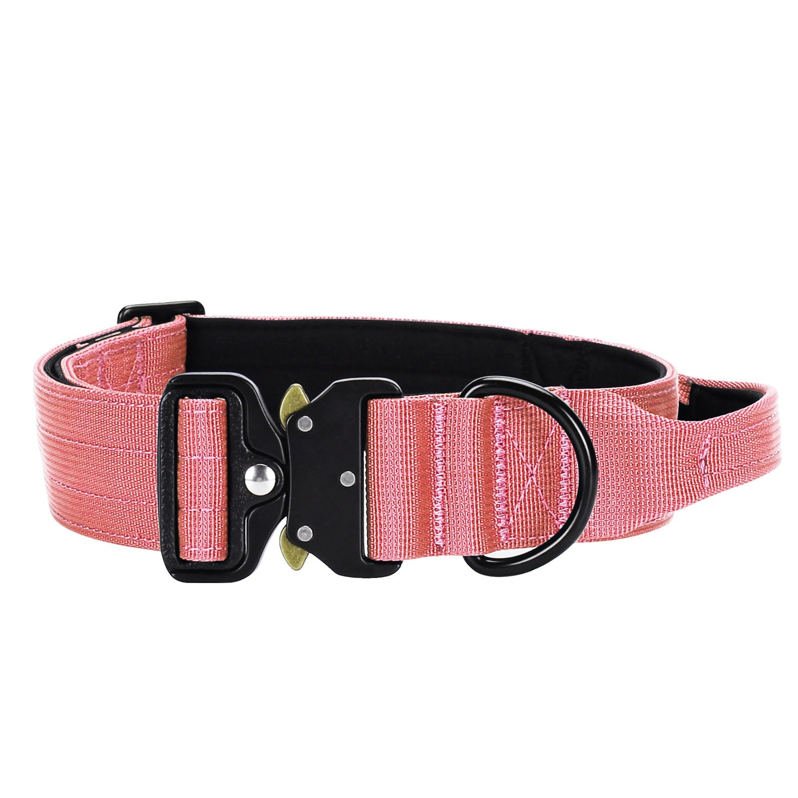 Tactical nylon dog collar with cobra buckle in Lake Blue, material detail