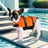 Dog life jacket swim vest with adjustable straps in floral print, view 3