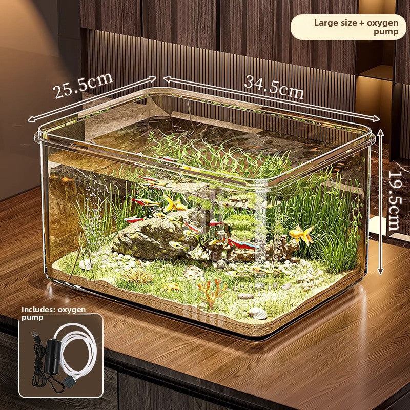 Clear shatterproof PET desktop fish tank for small fish, view 12