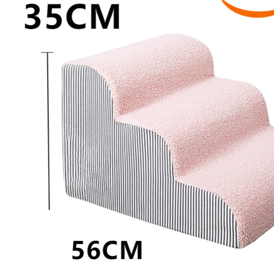 Pet ramp stairs with removable washable cover in Pink 3 Step Upgraded Plus