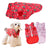 Christmas padded dog vest with reflective trim in Pink, close-up detail