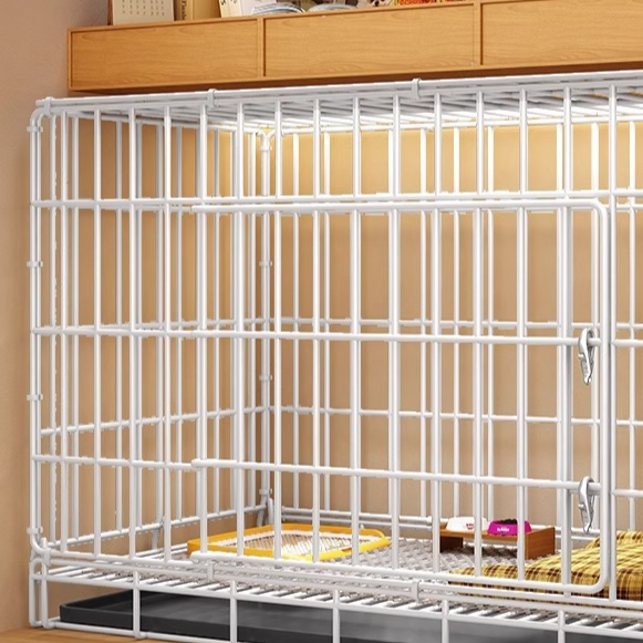 Small dog crate with separate toilet area, alternative angle view
