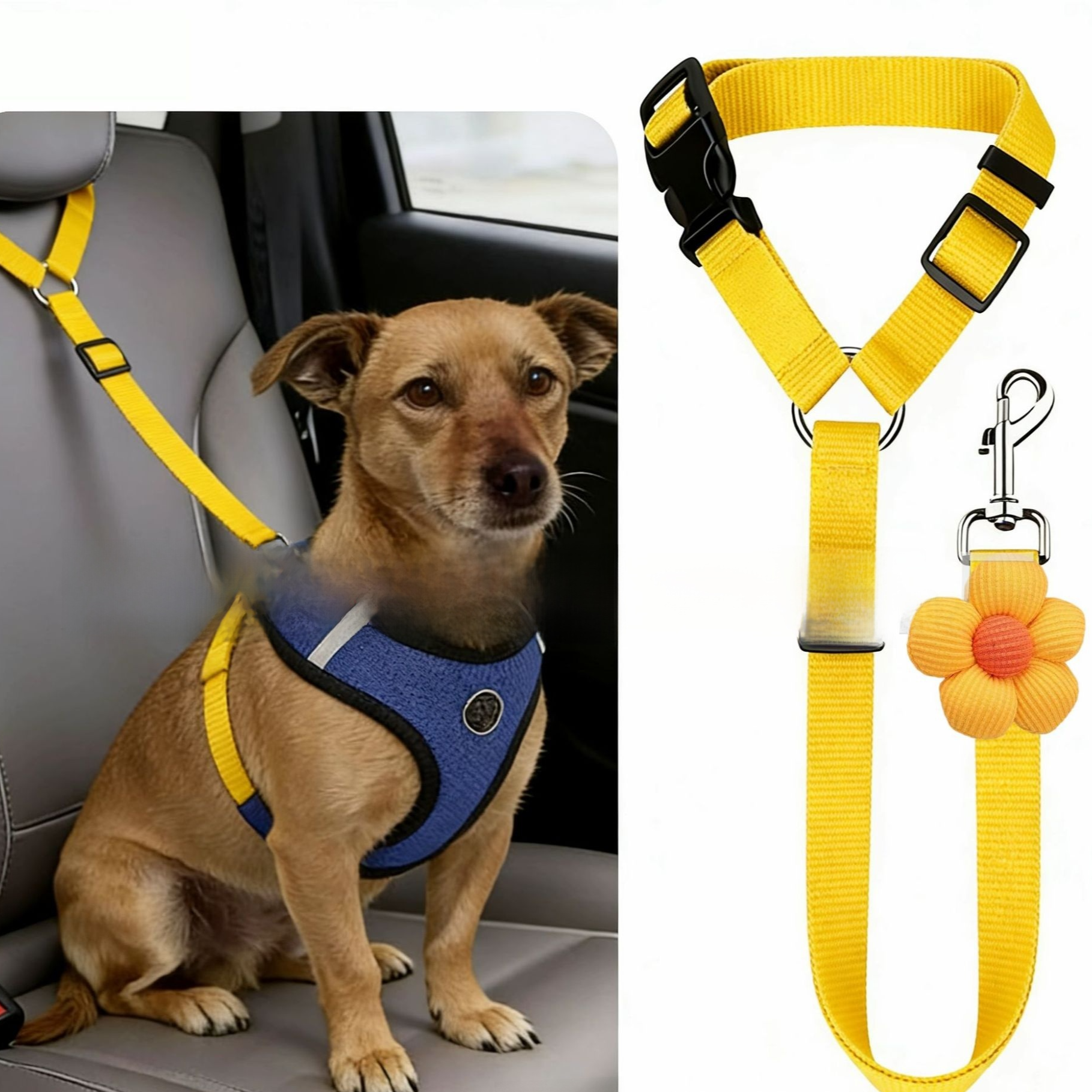 Elastic dog car headrest lead in nylon webbing, product image 14