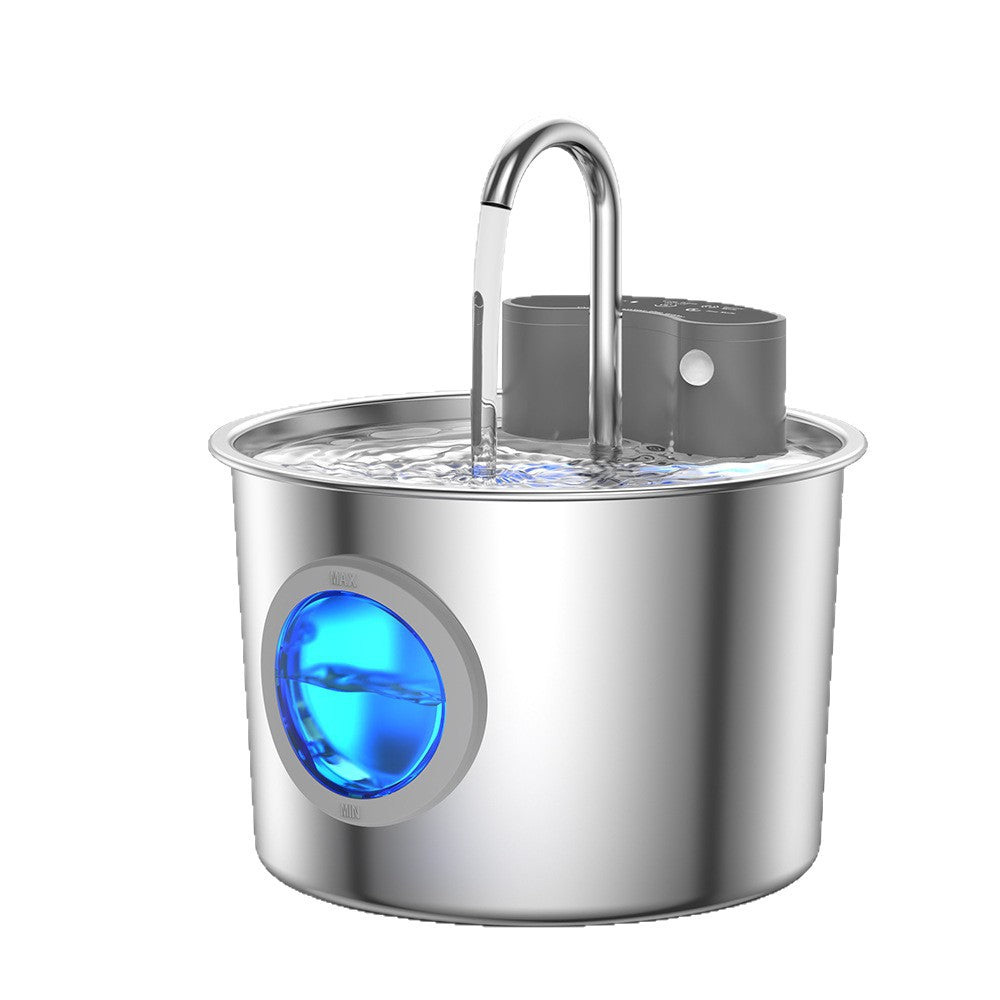 2.2L Stainless Steel Automatic Pet Water Dispenser with Multi-Stage Filter and Quiet Pump