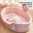 Pink soft sponge pet bed with raised edge, view 1