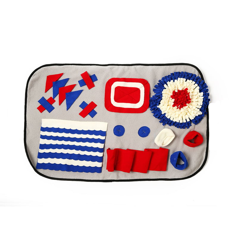 Blue dog snuffle mat with fleece strips for foraging, photo 3