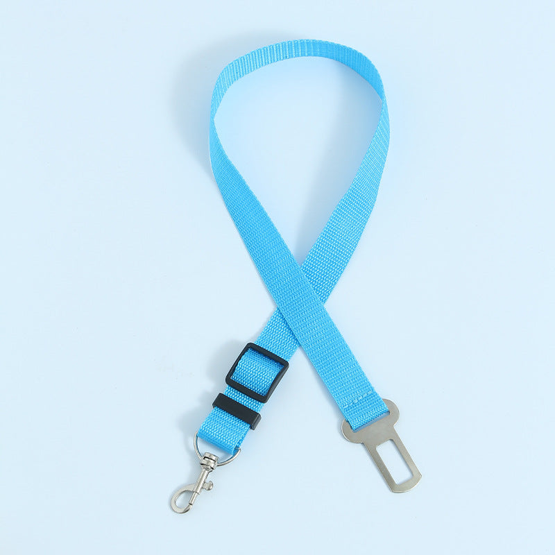 Nylon dog car seat belt lead in navy blue