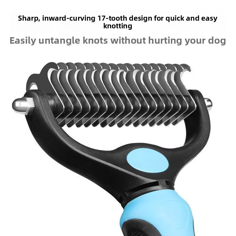 Dematting Comb for Dogs and Cats, Rounded Teeth Detangling Rake