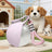 Collapsible stainless steel pet water bottle, close-up detail