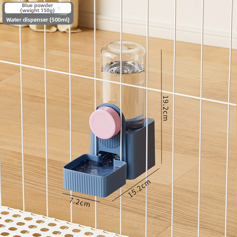 Hanging gravity pet feeder and water dispenser for cages in two tone colours, view 7