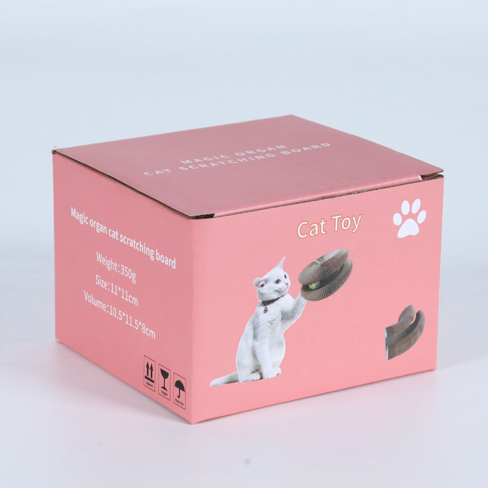 Pink foldable corrugated cardboard cat scratch board for cats, photo 3