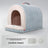 Azure blue semi enclosed roof shaped cat house bed, view 18