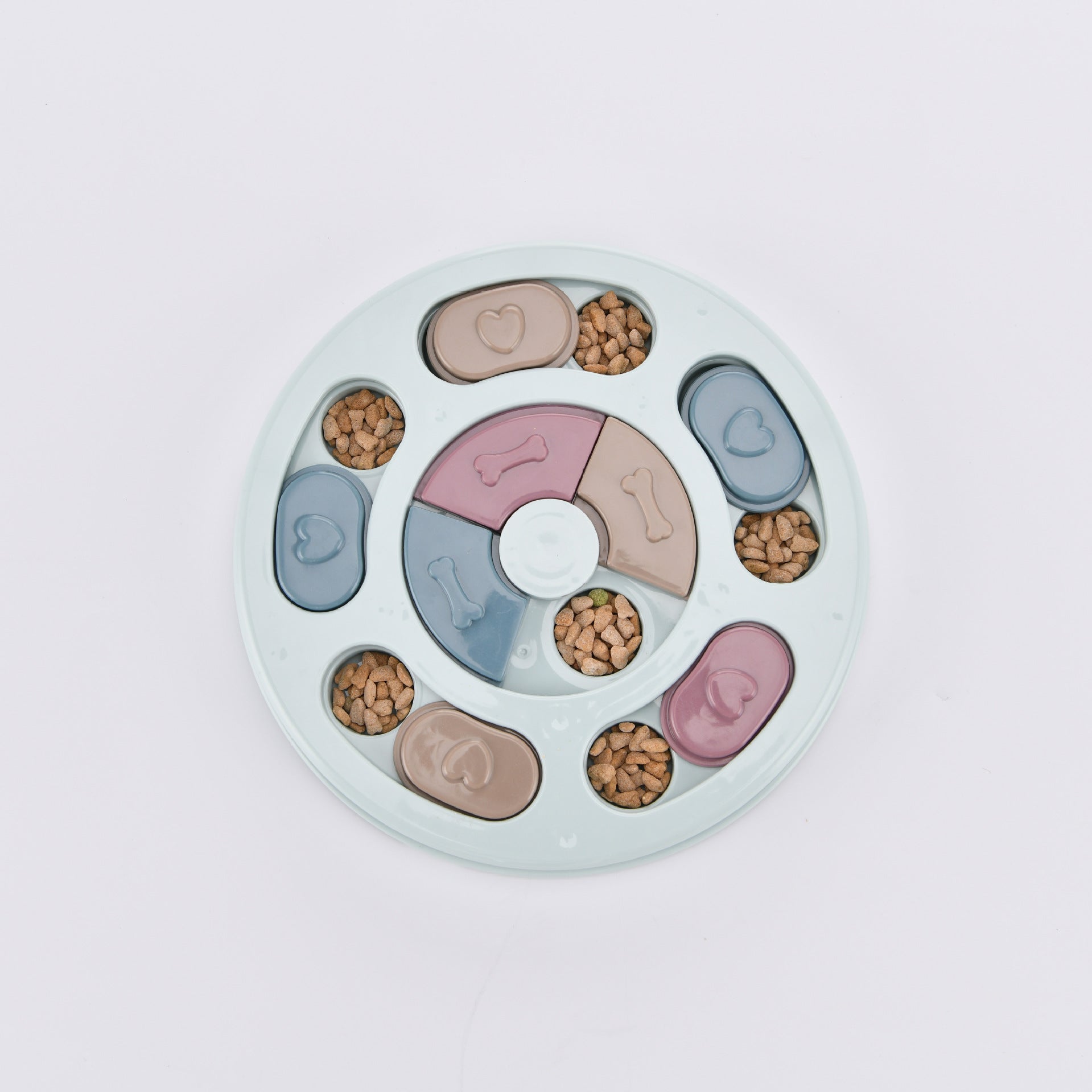 Dog puzzle slow feeder bowl in Small Round, Blue