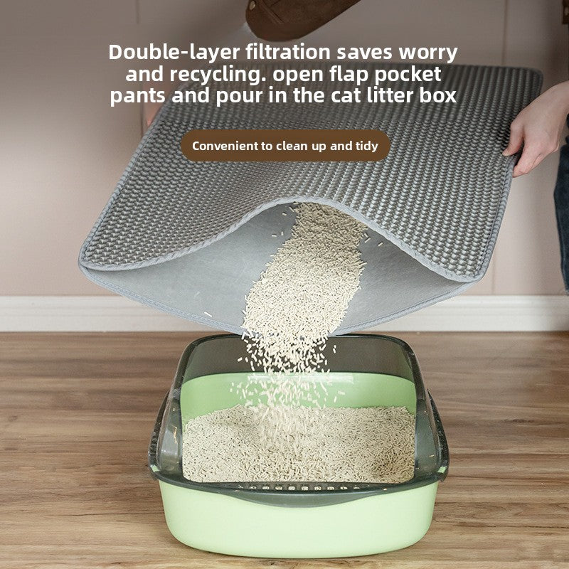 Double Layer EVA Cat Litter Mat with Textile Edge Trim