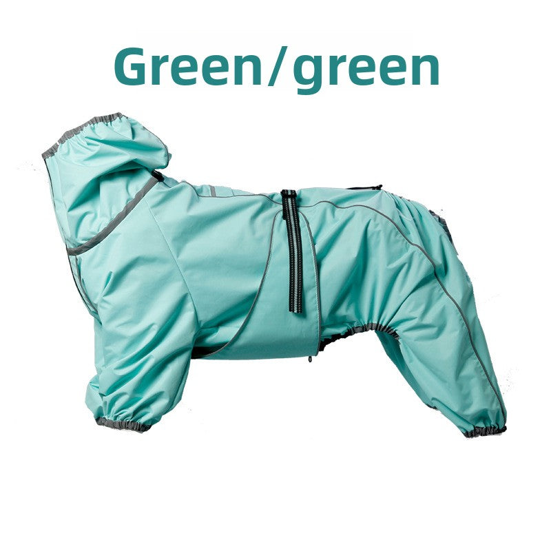 Waterproof four-leg windbreaker for large dogs in Black, side view