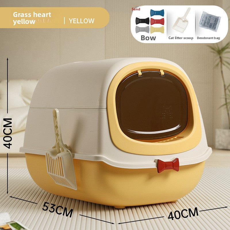 Modern Enclosed Cat Litter Box with Butterfly Entrance, UV Option