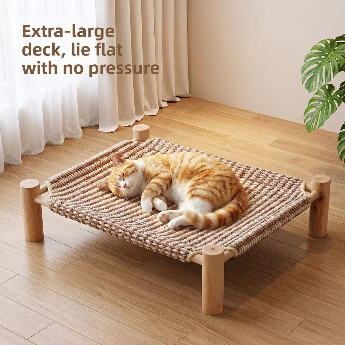 Wooden Raised Pet Camp Bed with Removable Washable Cover