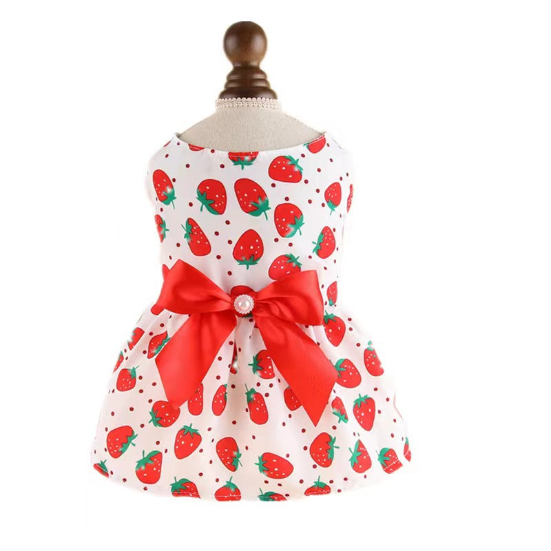 Bow print strap dress for small dogs and cats, available in 4 styles, image 19