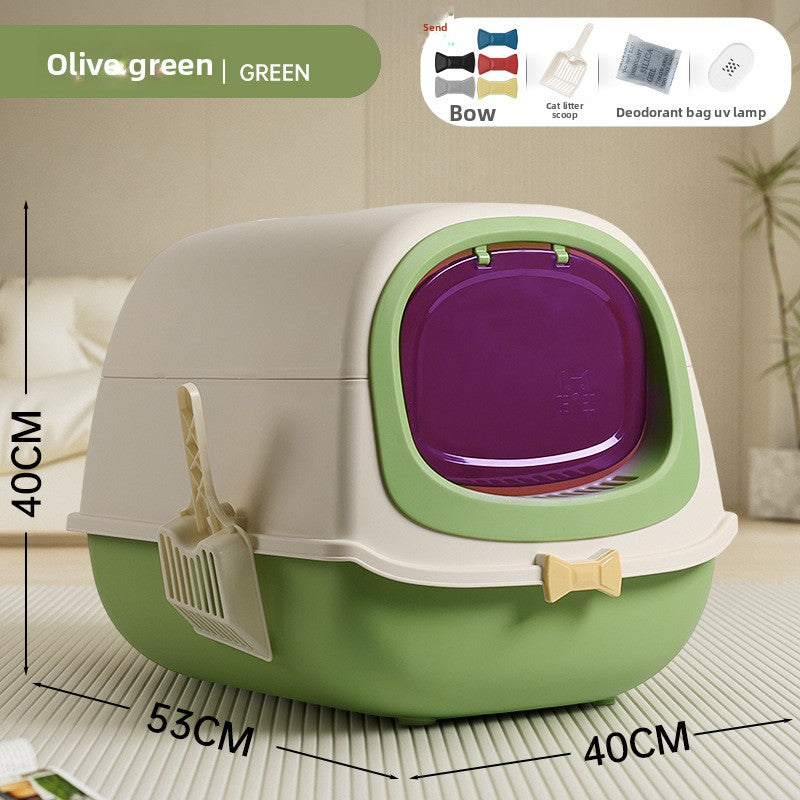 Modern Enclosed Cat Litter Box with Butterfly Entrance, UV Option